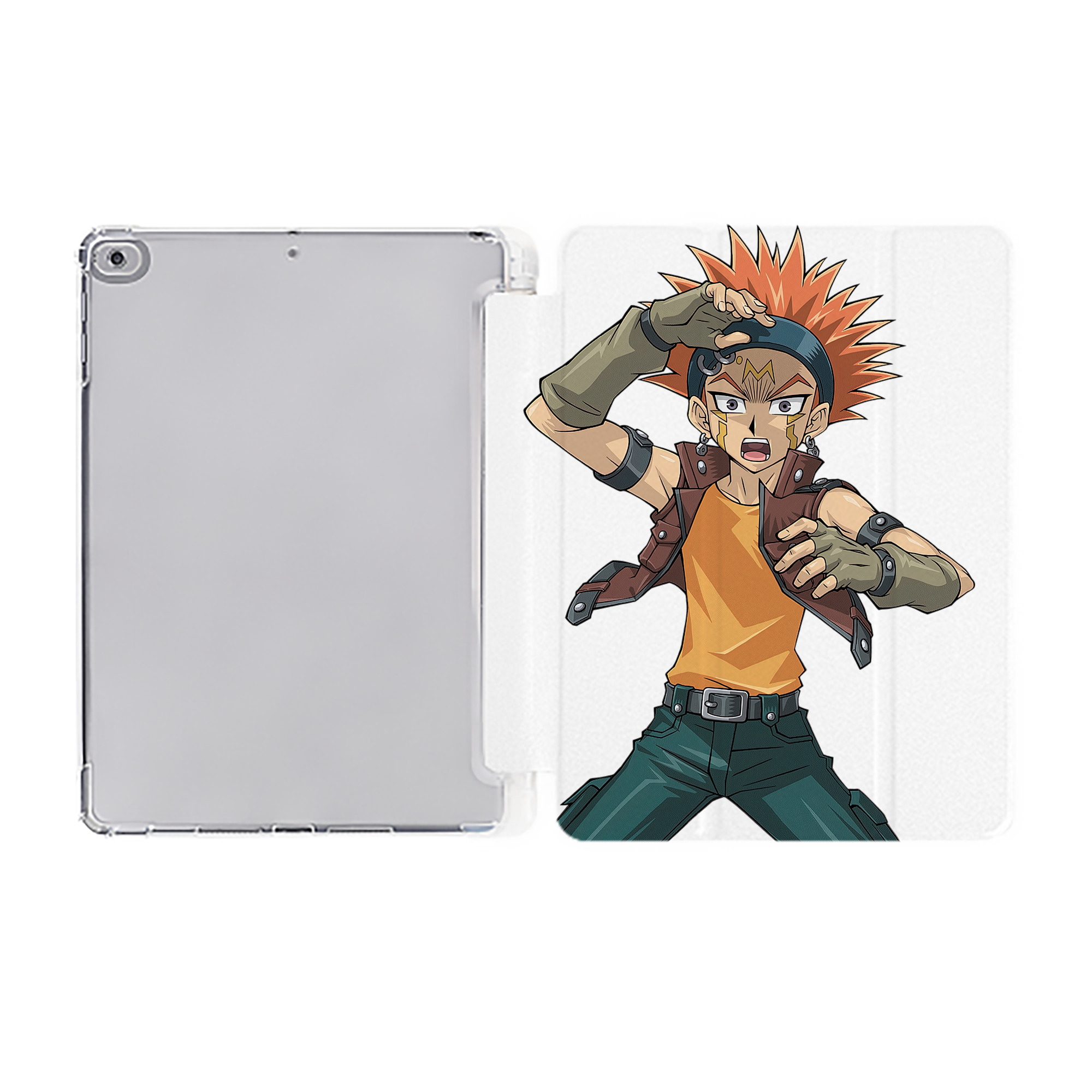 （画像用） 遊☆戯☆王 Yu-Gi-Oh! IPad ケース ペン収納付き 三つ折りスタンド PUレザー×シリコン 対応機種9.5/10.5/10.9インチ
